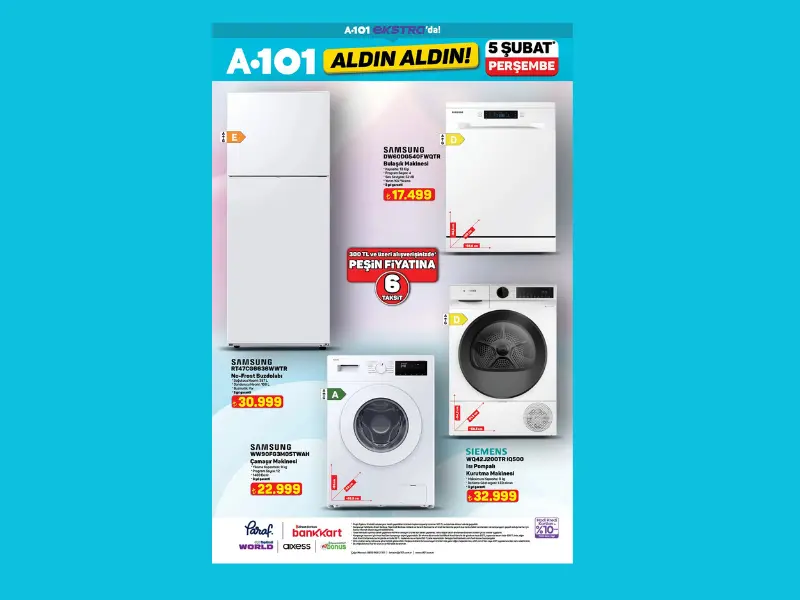 A101’e buzdolabı çamaşır makinesi ve kurutma makinesi geliyor
