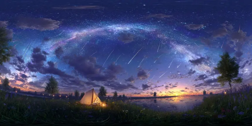 Perseid meteor yağmurunda dolunay gölgesinde kayan yıldızları izlemek