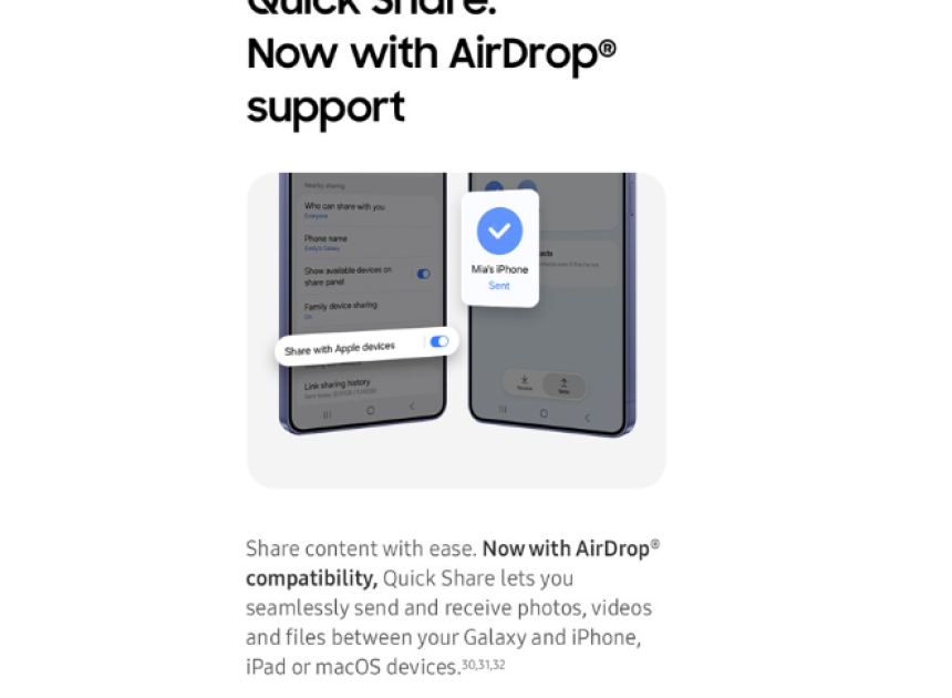 Galaxy S26’da AirDrop destekli paylaşım özelliği dikkat çekiyor